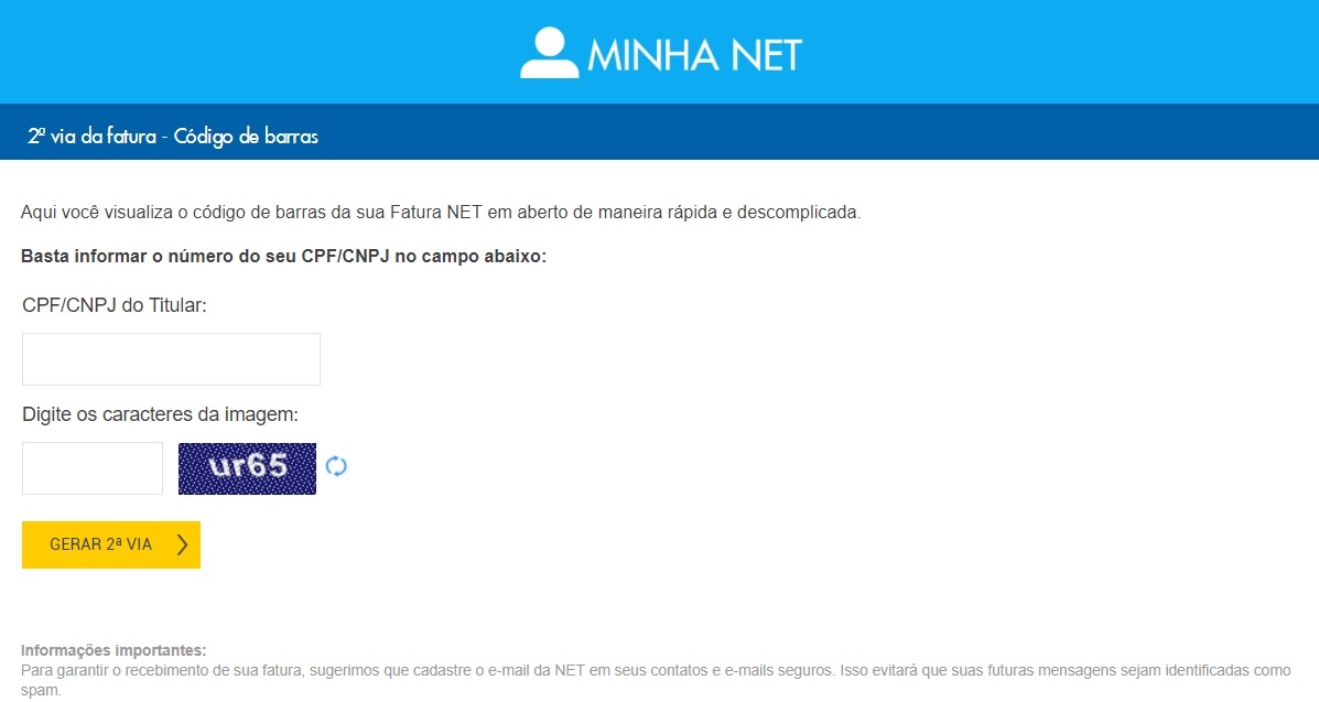 Consulte aqui a net 2 via, telefone net e fatura net