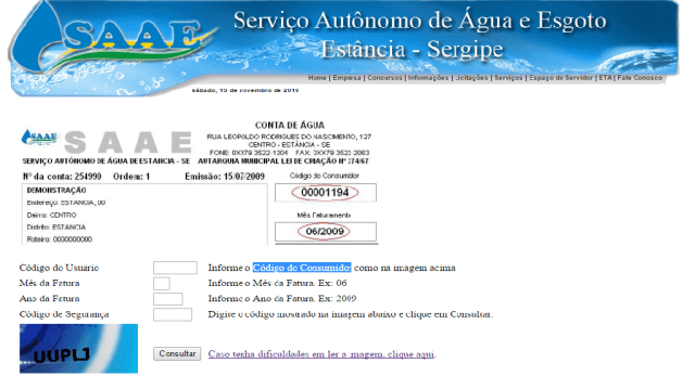2 via conta saae sergipe